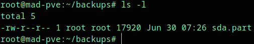 Partition table backup file